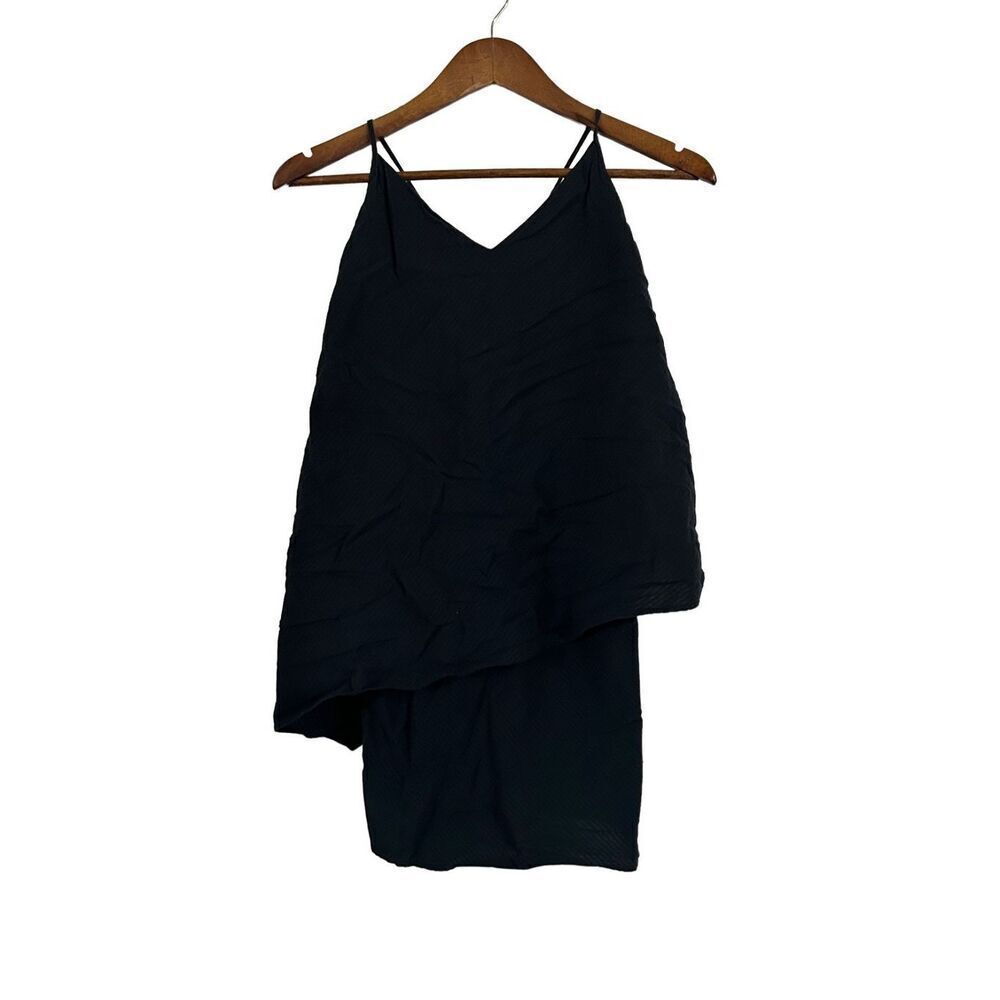 Patagonia Dress Womens 4‎ Black Excellent Tencel Organic Cotton Tiered V-Neck